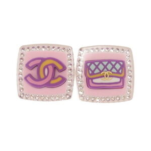 CHANEL Pink Logo Earrings